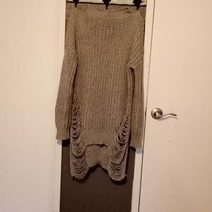 Hi Lo frayed sweater